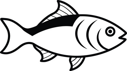 fish icon line art vector illustration on transparent background