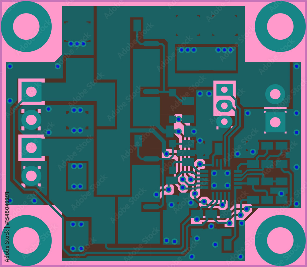 Poster tracing conductors of printed circuit board of electronic device. vector engineering technical drawi