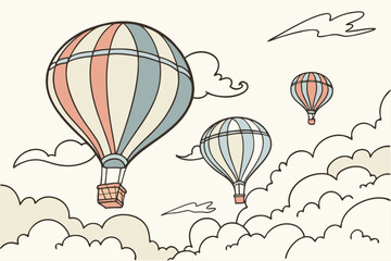 Sketched hot air balloon festival illustration