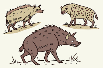 Hand drawn art brut animals with rough text graphic