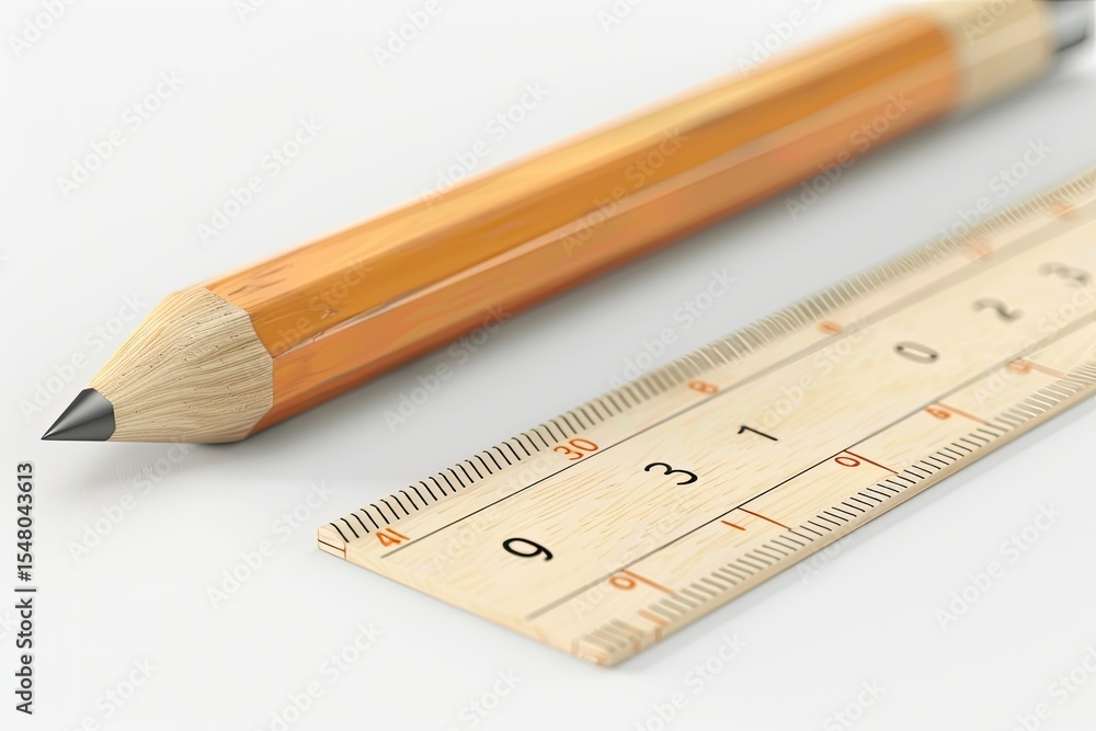 Aufkleber high resolution visual of 3d rendering ruler and pencil tool