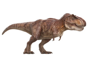 Tyrannosaurus Rex, full-body side view, isolated on a transparent background in PNG format.