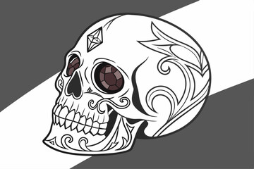 Ornate skull with filigree pattern and dark background