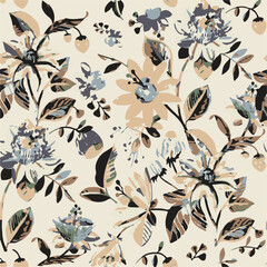botanical floral, vector, seamless pattern , herbs and leaves ,big set, background with flowers