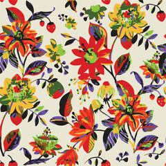 botanical floral, vector, seamless pattern , herbs and leaves ,big set, background with flowers