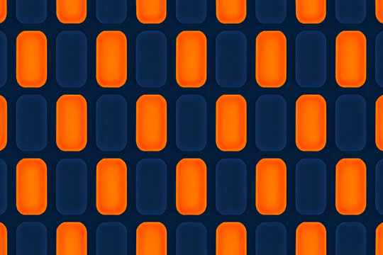 Checker pattern with glowing capsules in neon blue and orange