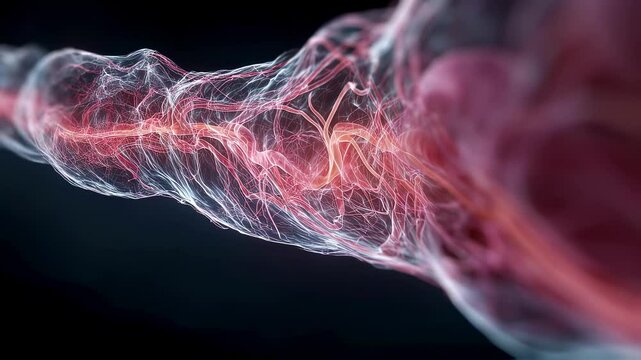 Electrical signals firing erratically in the heart muscle during ventricular fibrillation, leading to cardiac arrest, visualized in a medical animation