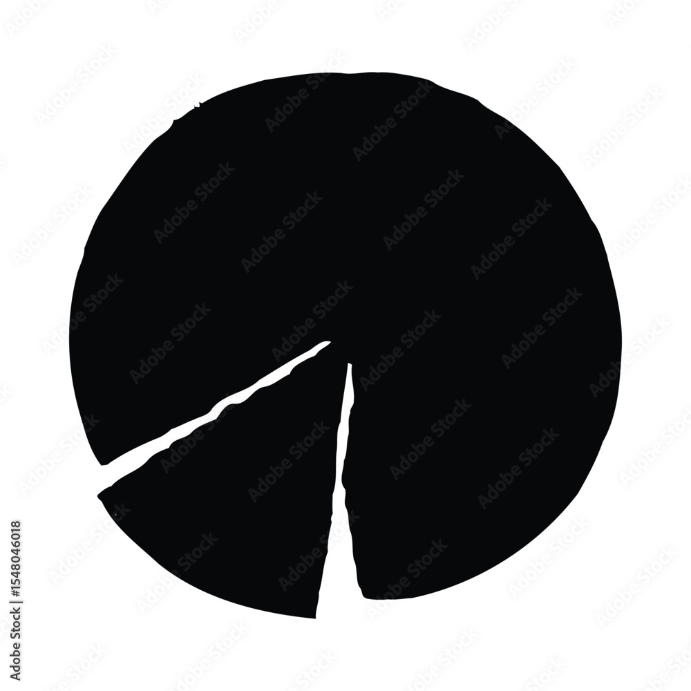 Poster black circle divided unevenly showing a segment abstract graphic design white