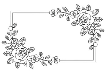 Elegant floral frame with roses and small flowers