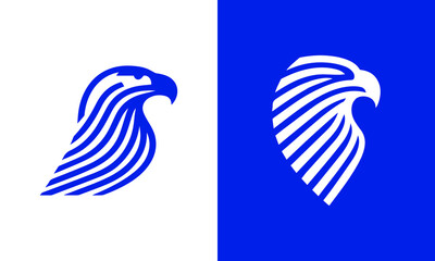 Abstract eagle head logo design in blue and white ai generated