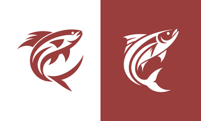 Stylized fish logo design in two color variations ai generated