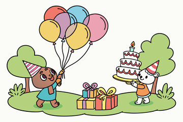 --cartoon-vector-of-a-birthday-party-with-balloons