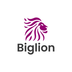 Purple lion head logo design brand identity ai generated