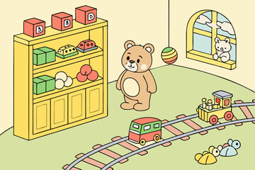 cartoon-vector-of-a-toy-store-with-teddy-bears-and