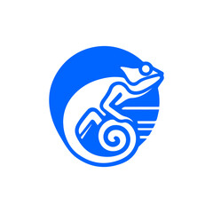 Abstract blue chameleon logo design illustration ai generated