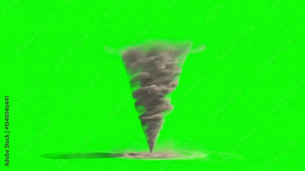 Poster realistic tornado formation animation on green screen for visual effects and compositing