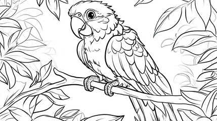 Parrot Coloring Page Jungle (4)