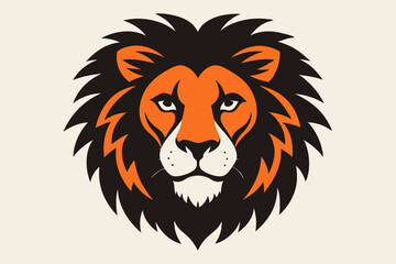 Unique Lion Head Artwork with Bright Orange and Deep Black Accents