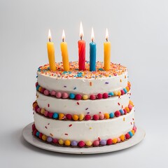 birthday cake decorated with candy and five candles