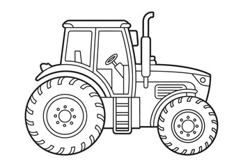 Fototapeta premium Line art illustration of a modern farm tractor