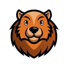 beaver head icon 2 color side white black vector art illustration