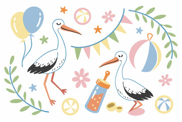 watercolor-style-vector-set-of-baby-shower-element