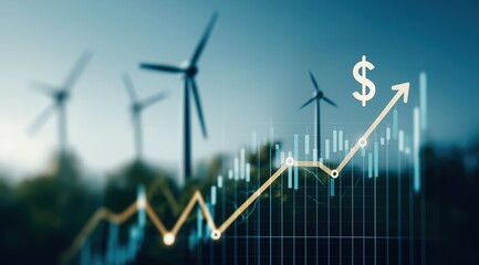 Electricity Price Surge and Green Energy Boom on Global Market. Rising Energy Costs and Renewable Energy Expansion.