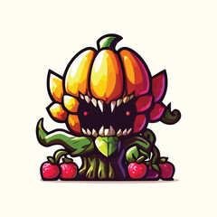 vector style cute unique undead monster mascot illustration