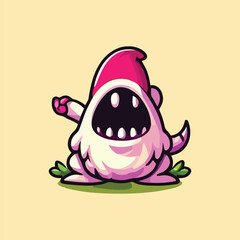 vector style cute unique undead monster mascot illustration