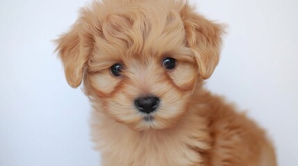 A charming puppy in a serene studio portrait, embodying innocence and pure joy