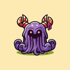 vector style cute unique undead monster mascot illustration