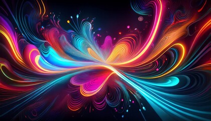 vibrant neon splash backdrop with glowing patterns in the dark