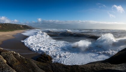 Obraz premium ocean breaks on shore