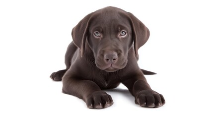 A charming puppy in a serene studio portrait, embodying innocence and pure joy