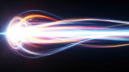 Abstract light trails with colorful glow effect, energy, technology, bright background. - Powered by Adobe