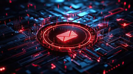 Email notification icon with biometric lock screen