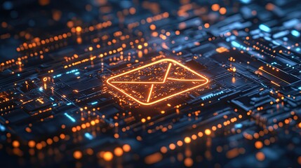 Email notification icon with biometric lock screen