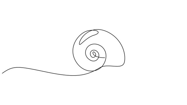 Self drawing line animation woman drawing exotic snail mascot escargot healthy food, High nutritious escargot healthy food. Continuous line self draw animated. Full length motion.