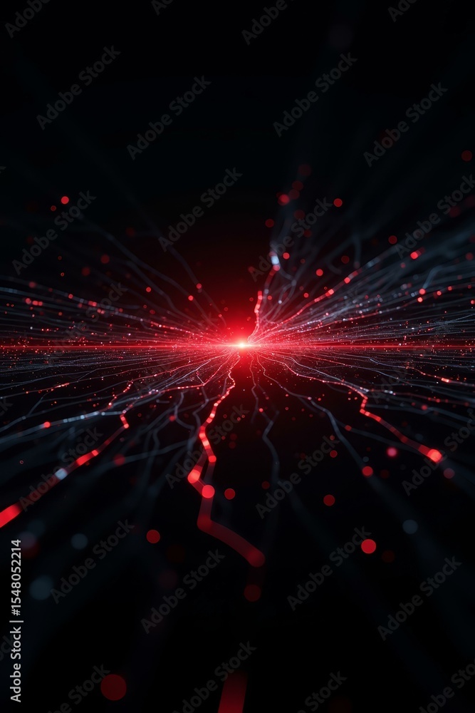 Poster minimal shattered network visualization – banner for digital collapse and infrastructure risk.