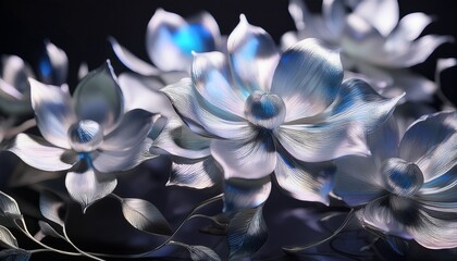 iridescent floral elegance shimmering silver petals