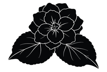 Minimalist begonia flower silhouette design, botanical vector illustration, elegant floral flat icon