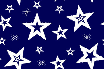 Stars seamless pattern on dark blue background 