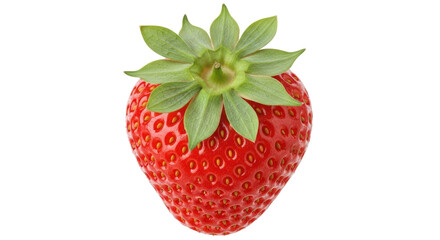 Isolated Fresh Strawberry with Green Leaves