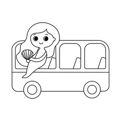 Mermaid hand drawn set coloring page