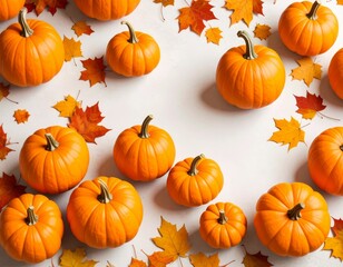 Autumn Pumpkins and Maple Leaves Flatlay, Fall Decor, Harvest Autumn, Thanksgiving