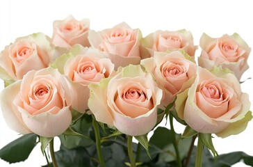 Close-up photograph of light pink roses, professional photography, natural lighting