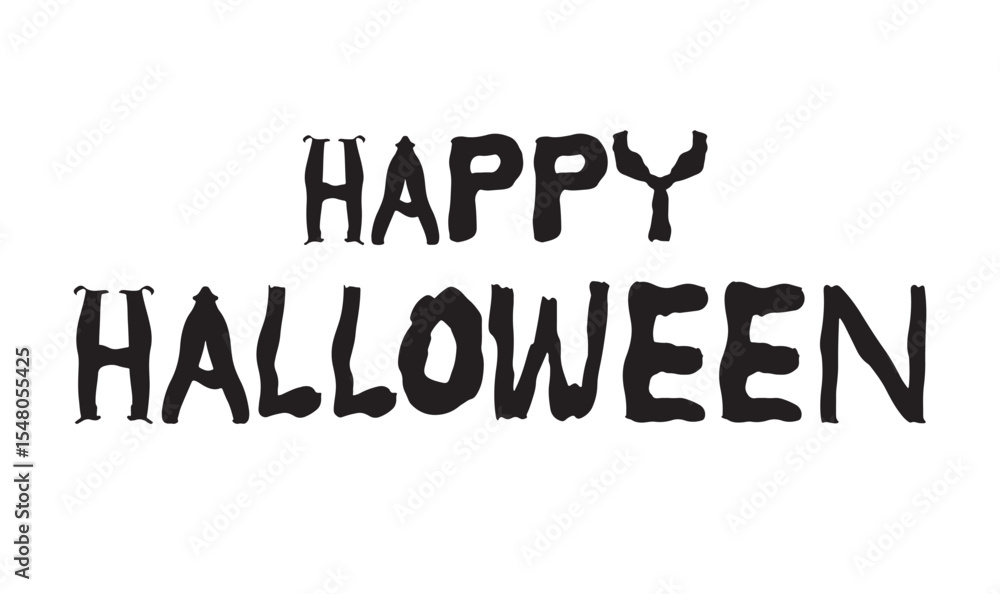 Poster happy halloween day text font calligraphy hand written lettering script black color object happy hal