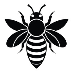 Minimalist Bee Silhouette Icon on White Background