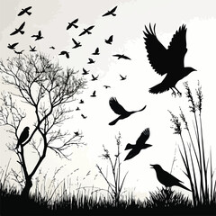 Obraz premium birds on a grass