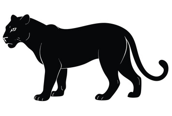 Obraz premium Black panther silhouette vector illustration, wild animal icon, big cat design, jungle predator